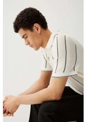 H&M Regular Fit Pointelle-knit polo shirt