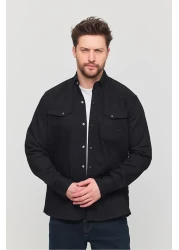 YXC Men's Black Denim Shirt - Slim Fit Cotton