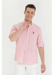 U.S. Polo Assn. Men's White Striped Salmon Shirt 50265493 -Vr047