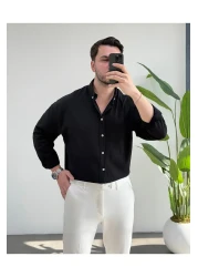 viperkombin Men's Linen Shirt Regular Crinkle Linen