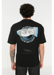  Collection ArT PrinTed BlacK Oversize T-Shirt - ShorT Sleeve, 100% TexTile TMNSS21TS3668