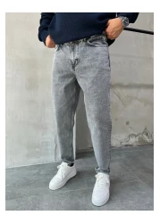 DİFRANSEL Men's Comfortable Fit Gray Boyfriend Pants