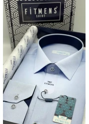 Fitmens Classic Long Sleeve Gabardine Solid Gift Boxed Men's Shirt Fs- 002155 - Light Blue