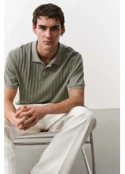 H&M Slim Fit Textured Jersey Polo Shirt