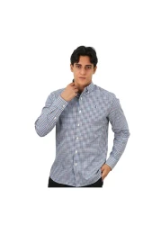 Giordano Men's Cotton Oxford Shirt - Small Lion Embroidery, Slim Fit, Full Button