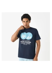 Lee Cooper تي شيرت مطبوع برقبة دائرية وأكمام قصيرة