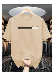 LAND MODA Comfortable Crew Neck T-Shirt with Paris Letter Print for Men,