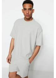  Collection Limited Edition - Grey, Wide Cut Texture Ottoman T-Shirt TMNSS23TS00081