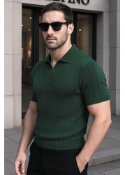 Delpino Polo Neck Knitwear Men's Cotton T-Shirt