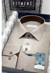 Fitmens Classic Long Sleeve Linen Cotton Gift Boxed Men's Shirt Fs- 001261 - Beige