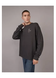 American Eagle AE Oversized Long-Sleeve Elevated Logo Graphic Thermal T-Shirt