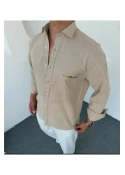 DEFES Embroidered Oversize Linen Men's Shirt