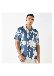 Iconic Regular Fit Printed Shirt With Camp Collar And Short Sleeves
