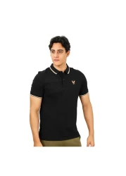 Giordano Men's Cotton Lycra Pique Polo - Slim Fit, Eagle Embroidery