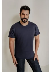 AC&Co / Altınyıldız Classics Men/Unisex Navy Blue 100% Cotton Slim Fit Slim Fit Crew Neck Basic T-Shirt