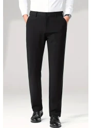 MY WEST Straight Black Fabric Men's Trousers Quality Stretchy Lycra Ankle Length Fabric Pants
