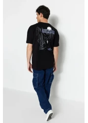  Collection تي شيرت أسود كبير الحجم/واسع القطع مطبوع عليه مدينة أريزونا الاستوائية 100% قطن TMNSS23TS00164