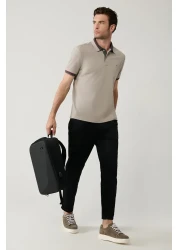 Avva Men's Black Relaxed Fit Cotton Blend Classic Waist Trousers A41Y3037