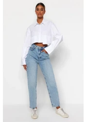  Collection Light Blue High Waist Mom Jeans TWOAW24JE00076