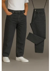 BM BALANCEMODA Men's Smoked Baggy Fit Lycra Free Relaxed Fit Jean Trousers