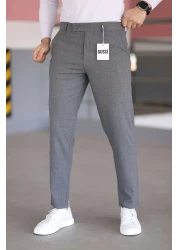 Gussi Men's School Gray Color Quality Flexible Lycra Slim Fit Fabric Trousers