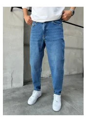 DİFRANSEL Men's Blue Boyfriend Style Trousers