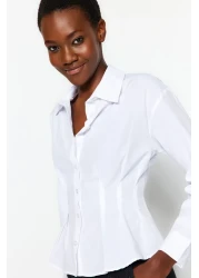  Collection Ecru Cotton Woven Shirt - Waist Fitted TWOAW24GO00186