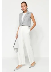  Collection Ecru High Waist Wide Leg Wide Leg Woven Trousers TWOAW24PL00332