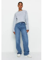  Collection Blue High Waist Wide Leg Wide Leg Jeans Twoaw24Je00074