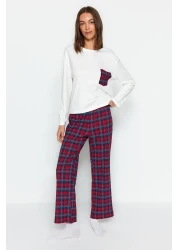  Collection 100% Cotton White Plaid Pajamas Set - Pocket Detail, Thmaw24Pt00228