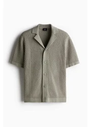 H&M Regular Fit Textured-knit Resort Shirt