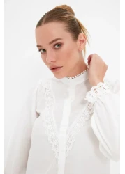  Collection Cotton White Lace Shirt - Regular Fit TWOAW21GO0077