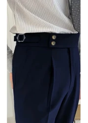 BASEL.CO New Season Premium Pleated Basic Lycra Double Leg Fabric Trousers