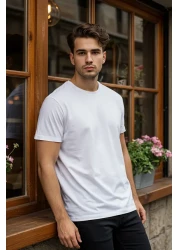  Collection White Slim/Narrow Cut Short Sleeve 100% Cotton Crew Neck T-Shirt Tmnss19Bo0001