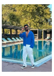 MFU collection Men's Linen - Oversize Wide Cut Flowy Shirt