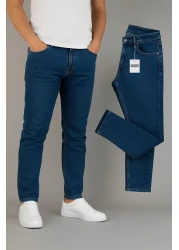 DOPPİO'N DENİM بنطال جينز رجالي ذو قصة ضيقة باللون الأزرق الداكن