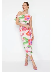  Collection Limited Edition Multicolor Floral Printed Knitted Maxi Stretchy Pencil Dress TWOSS24EL00563