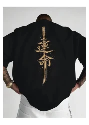 qubo sportswear & company Qubo Unisex Oversize Printed Cotton Crew Neck Short Sleeve Black T-Shirt