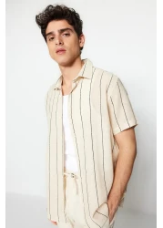  Collection Premium Black Regular Fit Striped Textured Summer Shirt Tmnss23Go00063