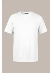 COMEOR Men's White Basic Regular Fit Cotton Short Sleeve Crew Neck T-shirt