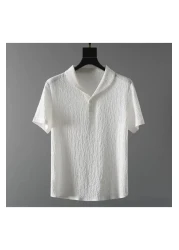 Elvino Unisex Summer Shirt - Black/White, Wrapped Crinkle Fabric, Lycra, Short Sleeve