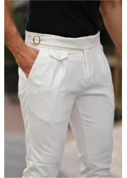 BASEL.CO Belt Detailed Belted Old Money Fabric Trousers