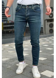 DOPPİO'N DENİM Men's Green Tinted Slim Fit Skinny Leg Laser Jeans