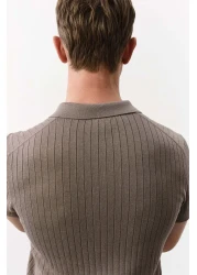 H&M Slim Fit Rib-knit Polo Shirt