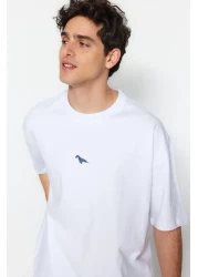  Collection Dinosaur Embroidered White Oversize Cotton T-Shirt - Tmnss23Ts00243