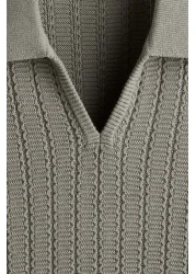 H&M Regular Fit Textured-knit Polo Shirt
