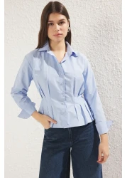  Collection Light Blue Fitted/Waist Sitting Woven Shirt Twoaw24Go00186