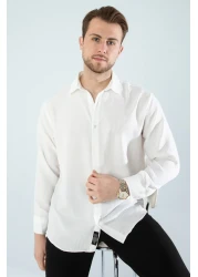 YXC قميص رجالي كبير الحجم بأكمام طويلة وسهل الكي وممتص للعرق وجيد التهوية ومزدوج الوجه مناسب للفصول الأربعة