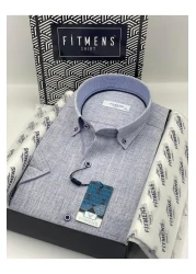 Fitmens Classic Short Sleeve Linen Lapel Button-Down Gift Boxed Men's Shirt Fs- 003626 - Light Blue