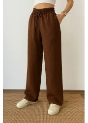 sarıdağ بنطلون الكتان بالازو